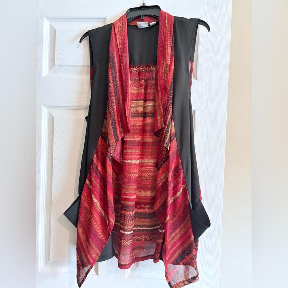 Cato Black and Red Layered Sleeveless Top